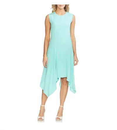 Vince Camuto Asymmetric Shift Midi Dress In Turquoise Blue In Multi