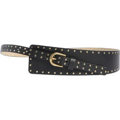 Vince Camuto Asymmetric Studded Edge Belt In Black