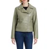 Vince Camuto Asymmetric Zip Faux Leather Jacket In Sage