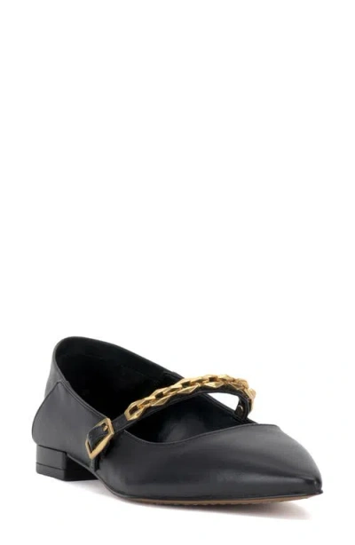 Vince Camuto Aylin Mary Jane Pointed Toe Flat In Black Deluxe Nappa