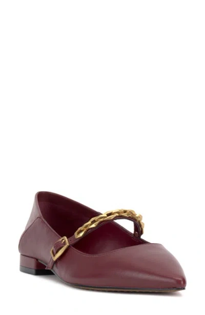 Vince Camuto Aylin Mary Jane Pointed Toe Flat In Chianti Deluxe Nappa Leather