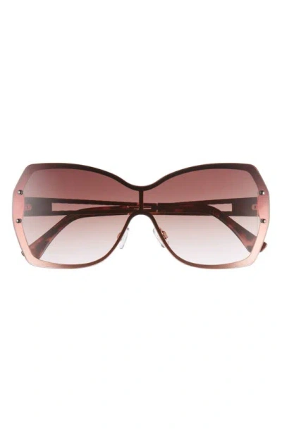 Vince Camuto Backframe 145mm Gradient Shield Sunglasses In Brown