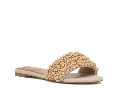 Vince Camuto Balea Beaded Band Flat Sandals In Brown