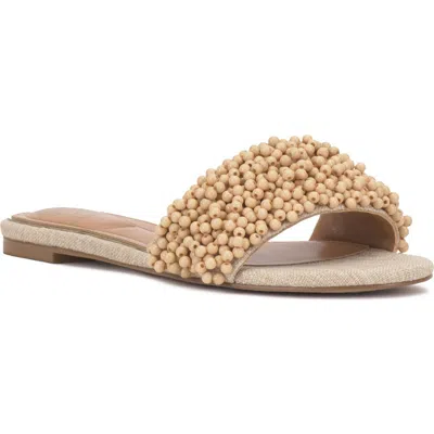 Vince Camuto Balea Beaded Band Flat Sandals In Brown