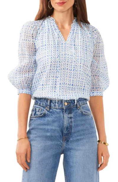 Vince Camuto Balloon Sleeve Peasant Top In Airy Blue
