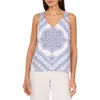 Vince Camuto Bandana Print V-neck Tank In Lake Breeze