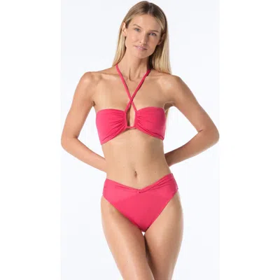 Vince Camuto Womens Bandeau Bikini Top High Cut Bikini Bottoms In Pink