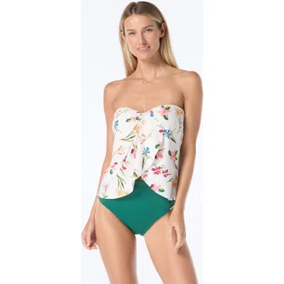 Vince Camuto Bandeau Draped Tankini Swim Top In Multi