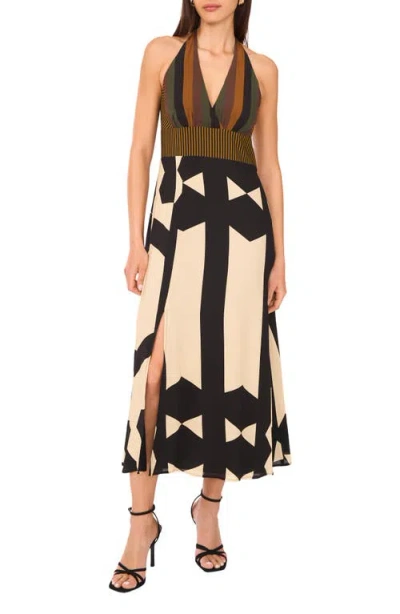 Vince Camuto Barback Print Sleeveless Maxi Dress In Black