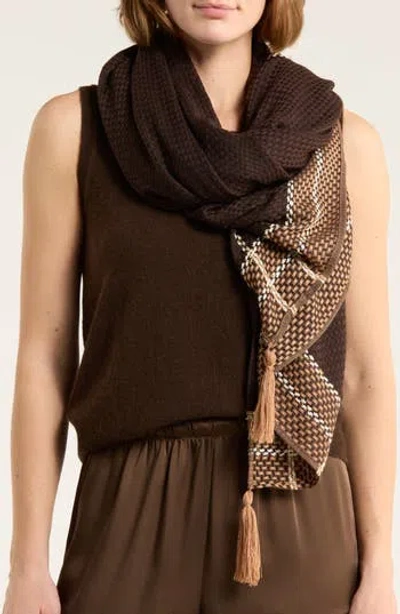 Vince Camuto Basket Weave Scarf In Brown