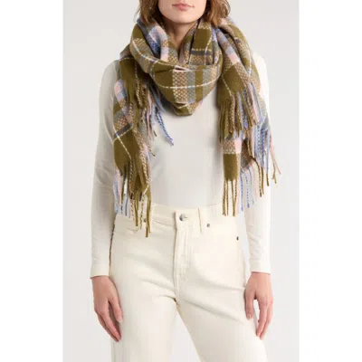 Vince Camuto Basketweave Fringe Scarf In Green