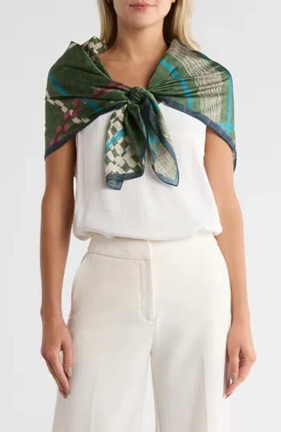 Vince Camuto Basketweave Print Square Scarf In Multi