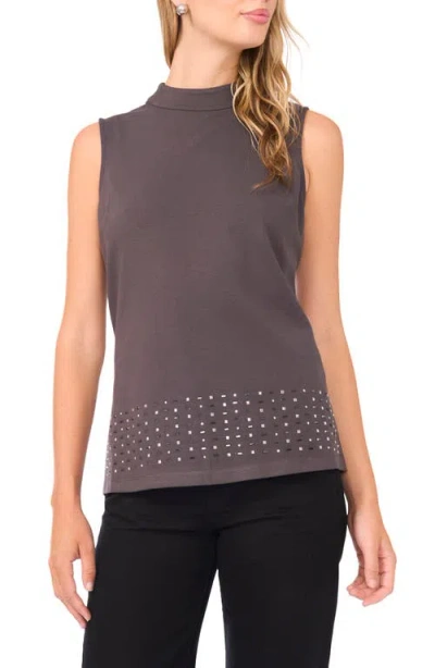 Vince Camuto Bead Detail Mock Neck Top In Gray