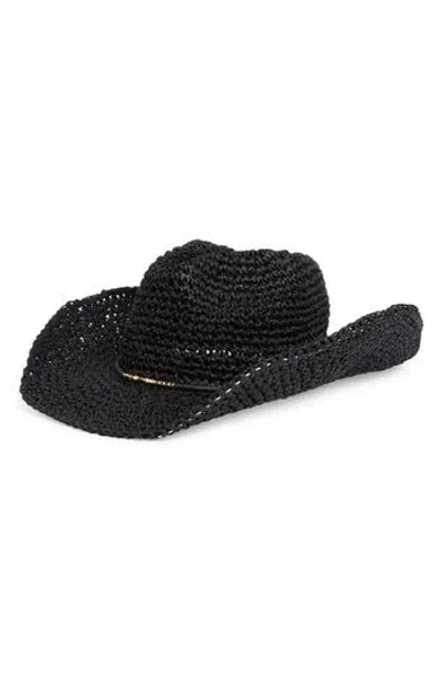 Vince Camuto Bead Trim Cowgirl Hat In Black