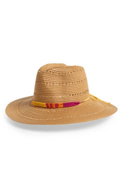 Vince Camuto Bead Trim Panama Hat In Brown