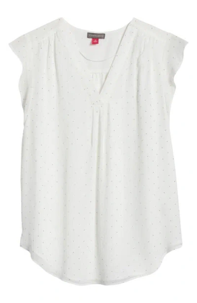 Vince Camuto Beaded Cap Sleeve Top In White
