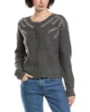 Vince Camuto Beaded Embroidery Cardigan In Gray