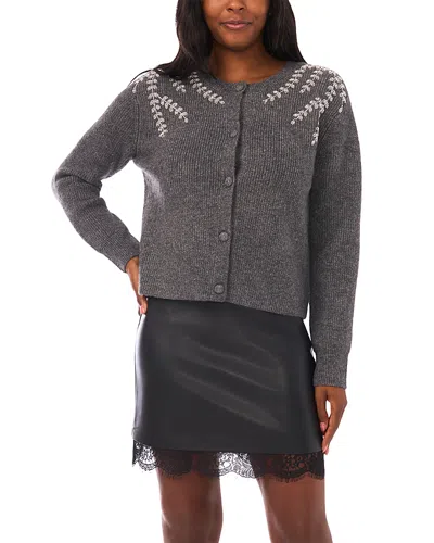 Vince Camuto Beaded Shoulder Cardigan In Gray