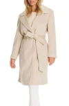 Vince Camuto Belted Coat With Removable Faux Fur Collar In Neutral