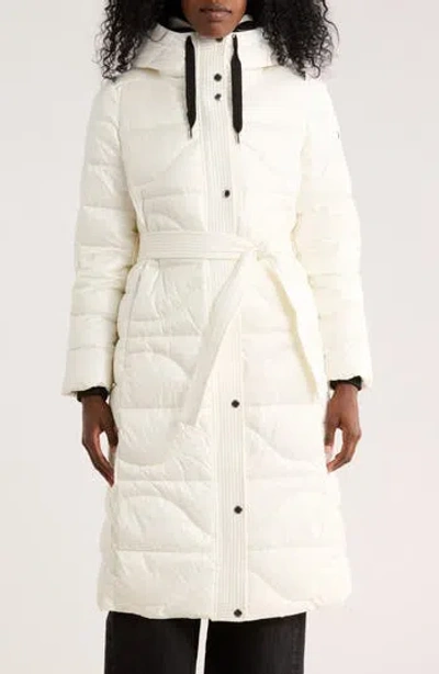 Vince Camuto Belted Maxi Puffer Jacket In White