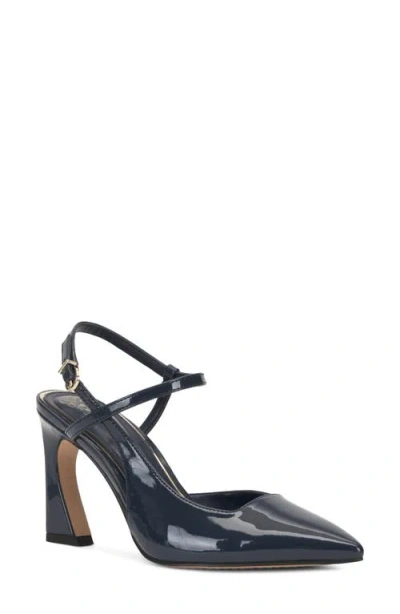 Vince Camuto Bevarin Leather Pointed Toe Pump In Blue
