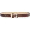 Vince Camuto Bevel Edge Buckle Faux Leather Belt In Brown