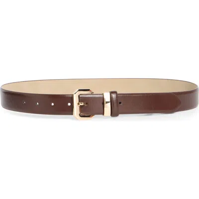 Vince Camuto Bevel Edge Buckle Faux Leather Belt In Brown