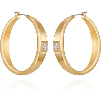 Vince Camuto Bezel Set Crystal Hoop Earrings In Gold