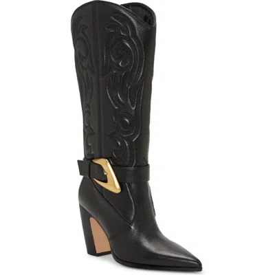 Vince Camuto Bianca Pointed Toe Western Boot In Black
