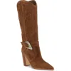 Vince Camuto Bianca Pointed Toe Western Boot In Reishi Brown Suede