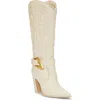 Vince Camuto Bianca Pointed Toe Western Boot In Rich Cream