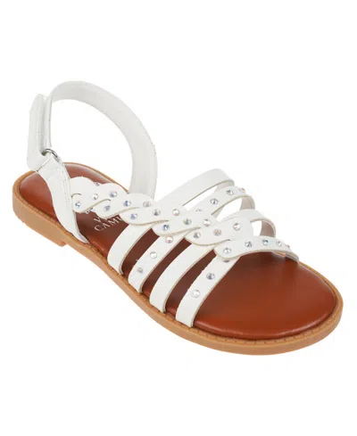 Vince Camuto Kids' Big Girl's Braid Strappy Sandal With Rhinestones Polyurethane Sandals In White