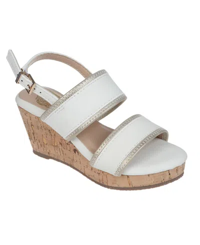 Vince Camuto Kids' Big Girl's Casual Wedge With Shimmer Detail Binding Polyurethane Sandals In Off White Multi