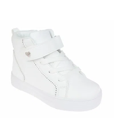 Vince Camuto Kids' Big Girl's Fashion Athletic With Rhinestone Binding And Vc Heart Rivet Polyurethane Sneakers In White