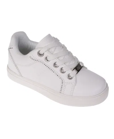 Vince Camuto Kids' Big Girl's Fashion Athletic With Rhinestone Binding Detail Polyurethane Sneakers In White