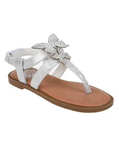 Vince Camuto Kids' Big Girl's Fashion Sandal With 3d Cutout Self Butterflies Polyurethane Sandals In White
