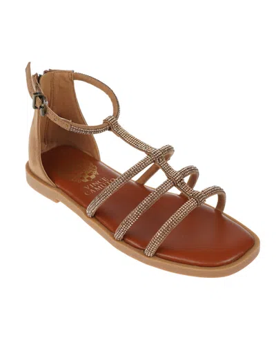 Vince Camuto Kids' Big Girl's Fashion Sandal With Micro Stone Strappy Upper Glass Stones/polyester Sandals In Tan