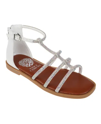Vince Camuto Kids' Big Girl's Fashion Sandal With Micro Stone Strappy Upper Glass Stones/polyester Sandals In White