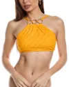 Vince Camuto Womens High Neck Crochet Ring Bikini Top Bottoms In Orange