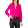 Vince Camuto Bishop Sleeve Crepe Top In Berry Pink