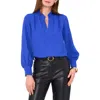 Vince Camuto Bishop Sleeve Crepe Top In Sapphire Blue