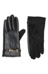 Vince Camuto Bit Hardware Faux Leather Touchscreen Gloves In Black