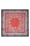 Vince Camuto Block Print Floral Square Scarf In Red