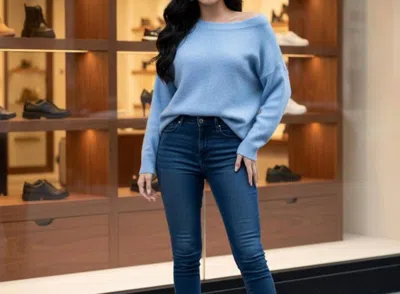 Vince Camuto Boat Neck Crew Neck Sweater In Blue