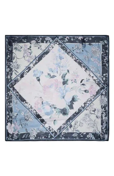 Vince Camuto Botanical Satin Square Scarf In Black