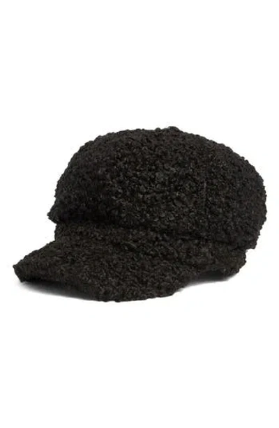 Vince Camuto Bouclé Newsboy Cap In Black