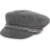 Vince Camuto Bouclé Newsboy Cap With Chain In Gray