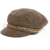 Vince Camuto Bouclé Newsboy Cap With Chain In Brown