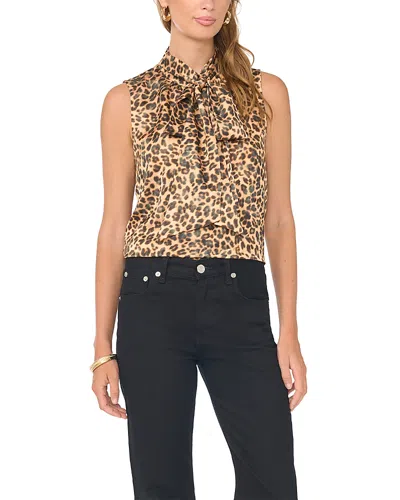 Vince Camuto Bow Tie Neck Sleeveless Blouse In Brown