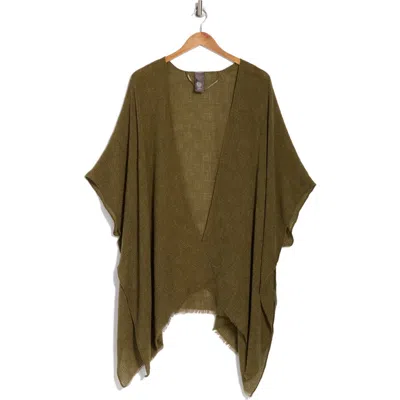 Vince Camuto Box Weave Ruana In Olive Night